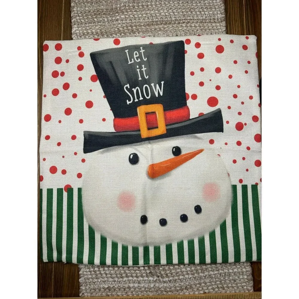 Christmas Snowman throw pillow case cover 17 x 17 New